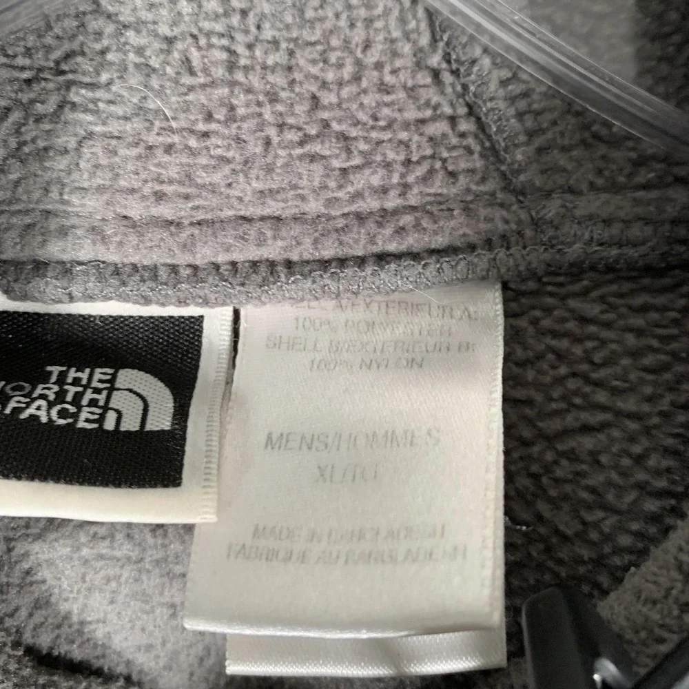 The North Face Hoodie Mens XL Gray 1/4 Zip Fleece Kangaroo Pocket Logo Pullover